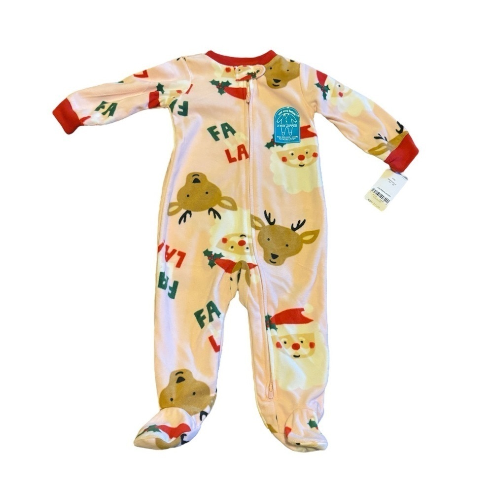 Christmas 2Way-Zip Printed Sleep & Play Footed One-Piece for Baby (NWT)